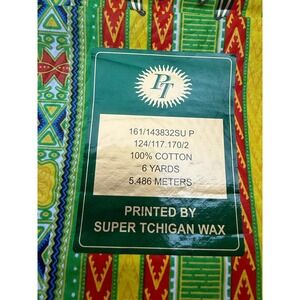 Super Tchigan Wax African Print Fabric 6 Yards 100% Cotton Red Green Yellow